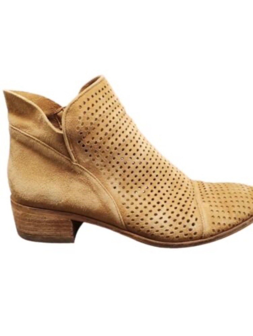 Sam Edelman Pamina Perforated Tan Leather Booties Women's Size 8.5 M Cap Toe AnK
